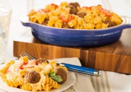 Back to School Meals In a Hurry: Baked Meatball Mac and Cheese | Birminghamparent.com