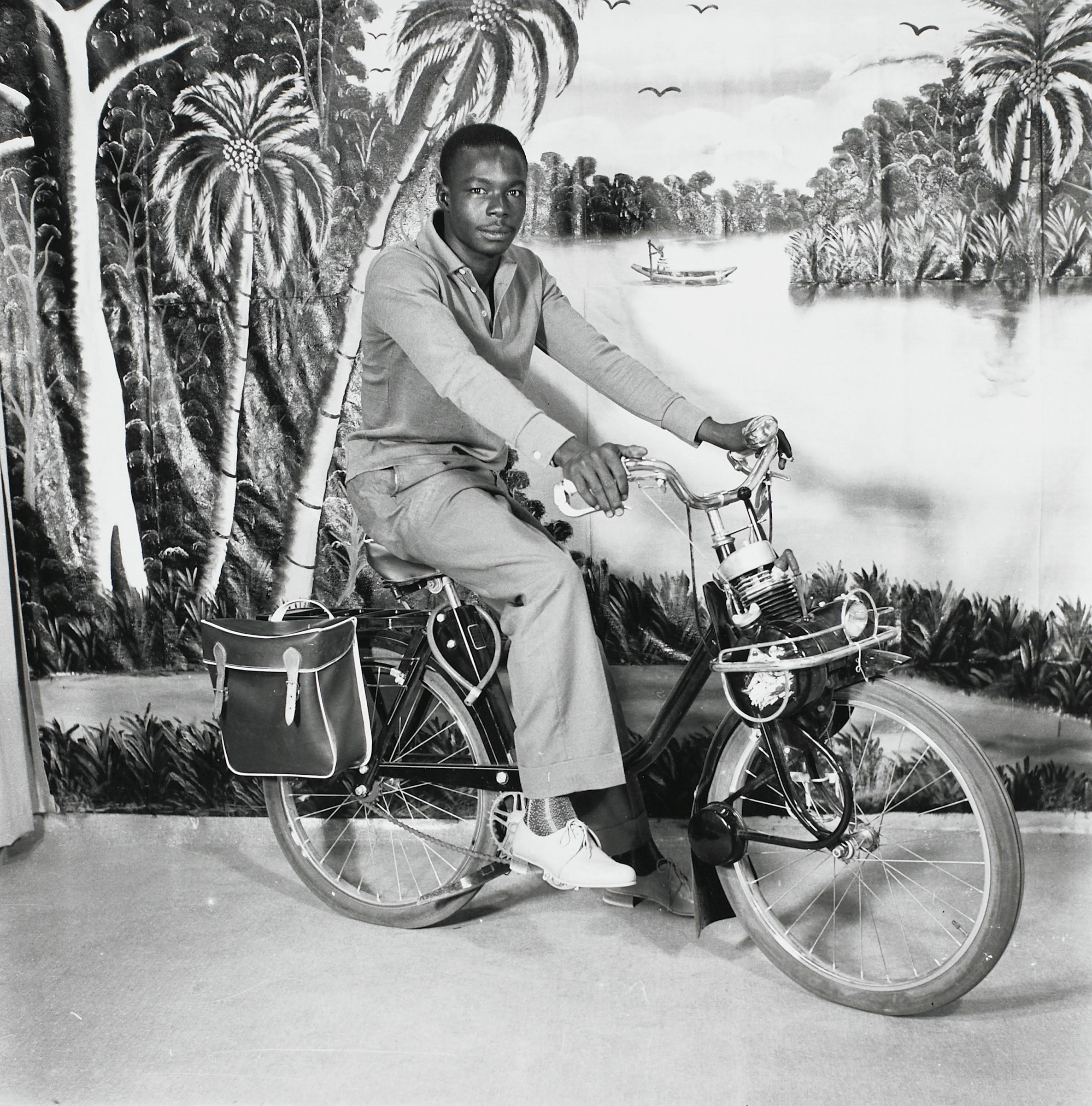 Man on Motorcycle/ Adama Kouyaté/ original print 1954-1955/ Malian