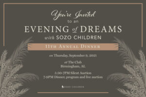 Sozo Children To Host “Evening of Dreams” Fundraising Gala