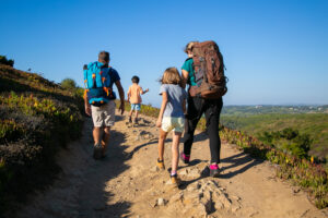 Family hiking together