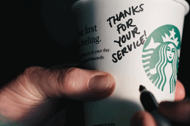 Veterans Get a Free Tall Brewed Coffee at Starbucks; Photo by @starbucks on Instagram