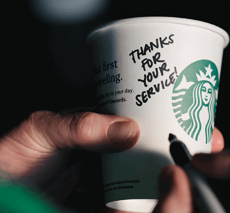 Veterans Get a Free Tall Brewed Coffee at Starbucks; Photo by @starbucks on Instagram