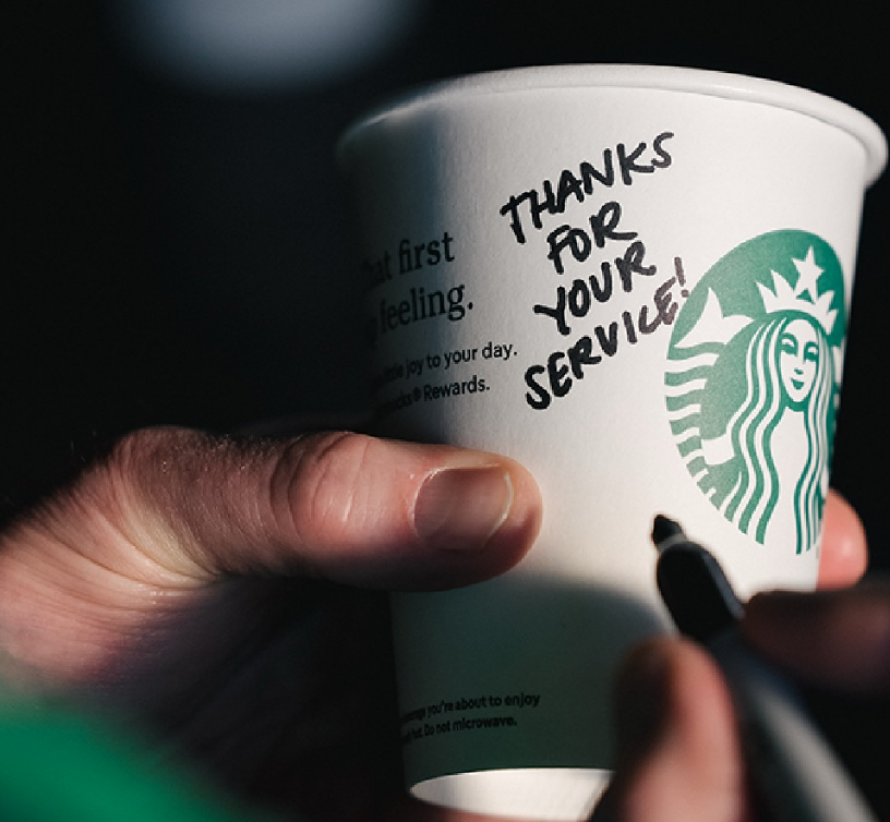 Veterans Get a Free Tall Brewed Coffee at Starbucks; Photo by @starbucks on Instagram